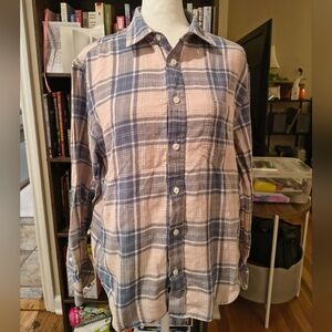 Rails Women's Blue and Light Pink Plaid Button-Down Shirt Cotton